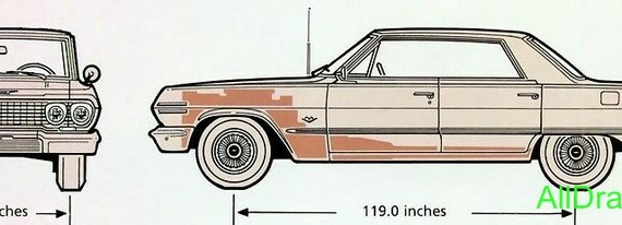 Chevrolet Impala (1963) (Шевроле Импала (1963)) - чертежи (рисунки) автомобиля